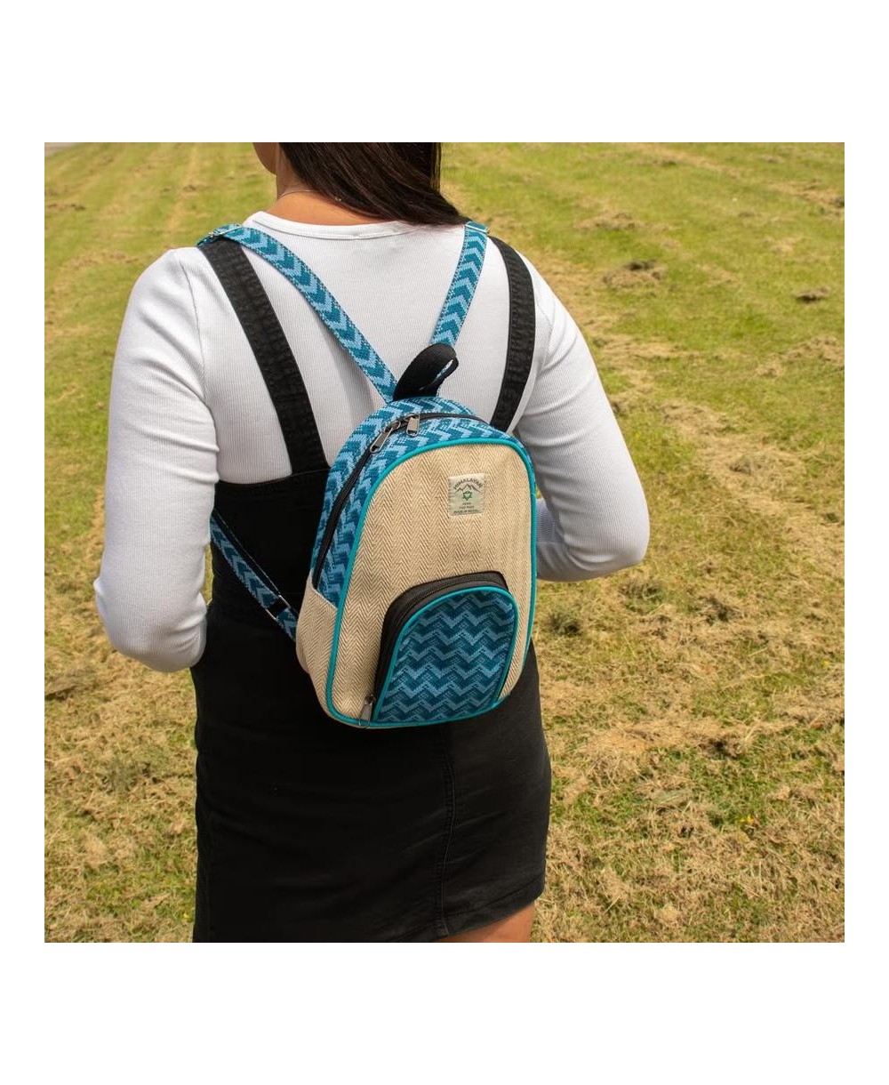 Mochila artesanal de cáñamo y algodón estilo Dhaka
