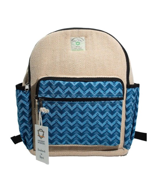 Mochila estándar de algodón y cáñamo con diseño Dhaka para uso diario.
