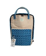 Mochila grande de algodón y cáñamo con diseño Dhaka para uso diario.