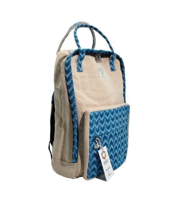 Mochila grande artesanal de cáñamo y algodón