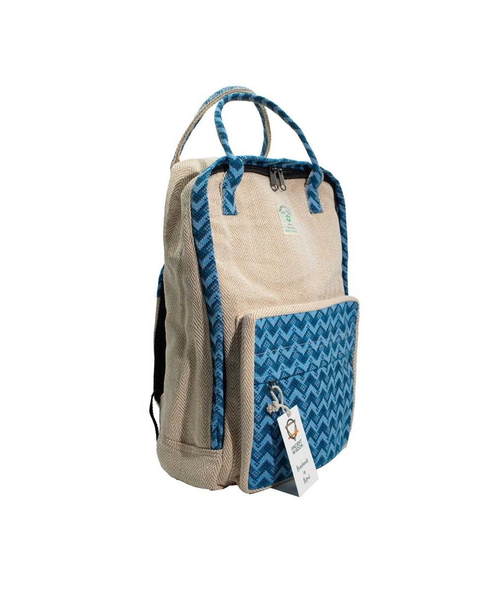 Mochila grande artesanal de cáñamo y algodón
