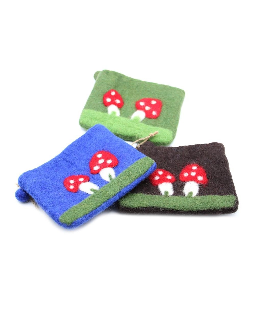 Monederos de fieltro con setas enviados aleatoriamente según disponibilidad de stock.