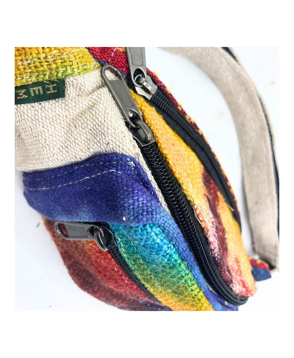 Riñonera boho de cáñamo y algodón multicolor