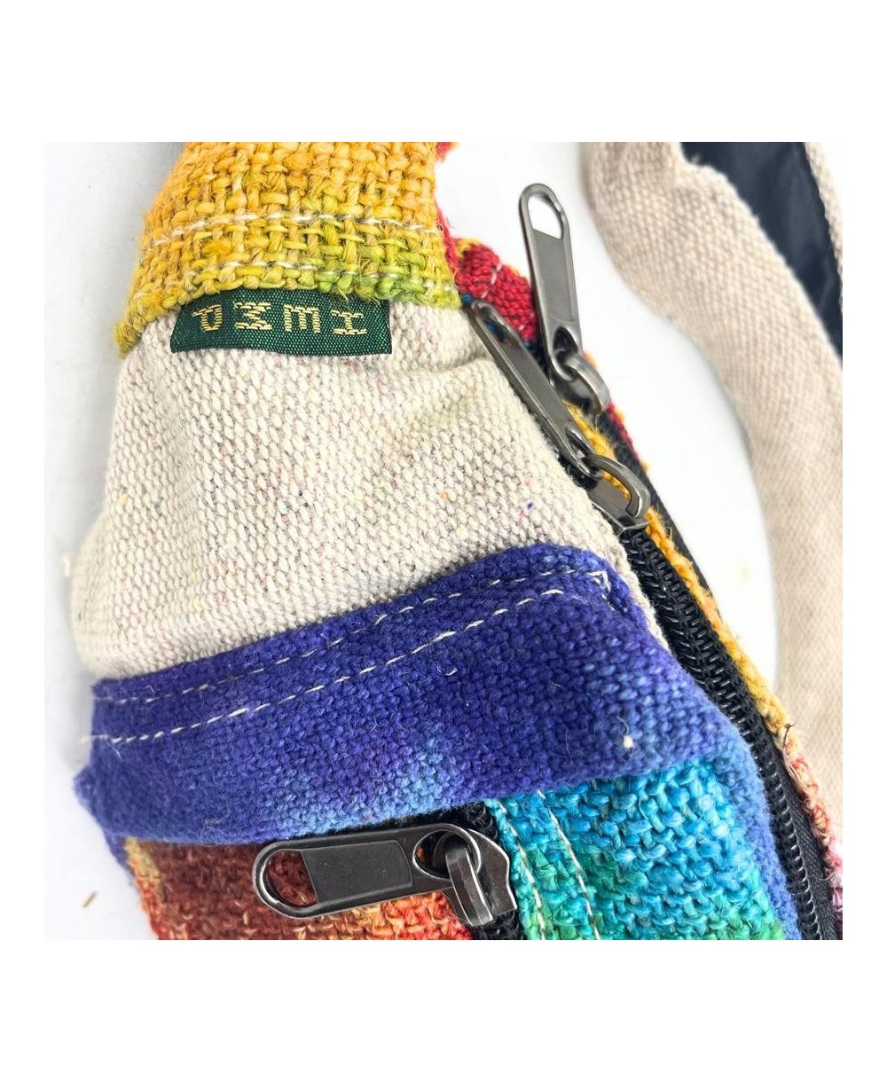 Riñonera boho de cáñamo y algodón multicolor