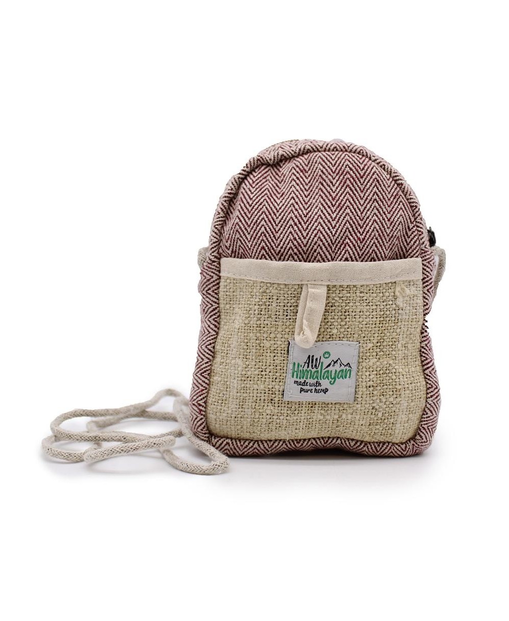 Bolsa para teléfono móvil de cáñamo con cordón para llevar cruzada.