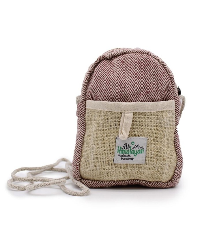 Bolsa para teléfono móvil de cáñamo con cordón para llevar cruzada.