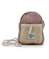 Bolsa para teléfono móvil de cáñamo con cordón para llevar cruzada.