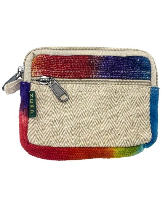 Neceser artesanal de cáñamo con doble compartimento y acabado tie dye.