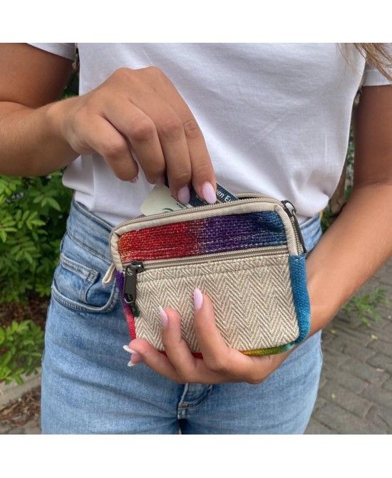 Monedero neceser de cáñamo multicolor
