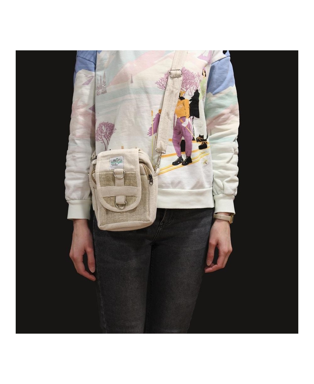 Bolso compacto de cáñamo con bandolera ajustable
