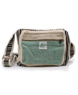 Bolso bandolera de cáñamo y algodón con bolsillo frontal.