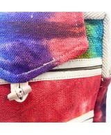 Bolso cruzado de cáñamo con solapa y dos cremalleras