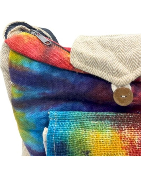 Bolso tote de cáñamo tie dye con bolsillo frontal
