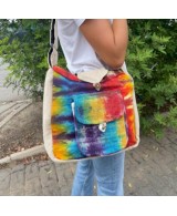 Bolso tote de cáñamo tie dye con bolsillo frontal
