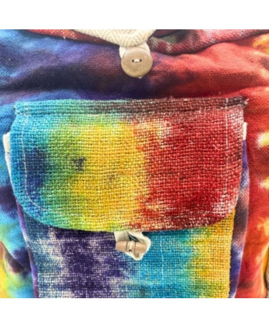 Bolso tote de cáñamo tie dye con bolsillo frontal