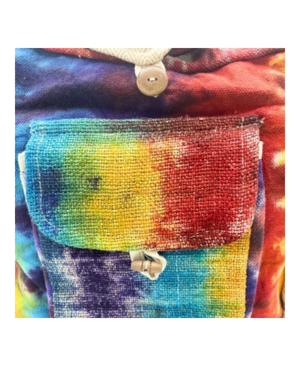 Bolso tote de cáñamo tie dye con bolsillo frontal