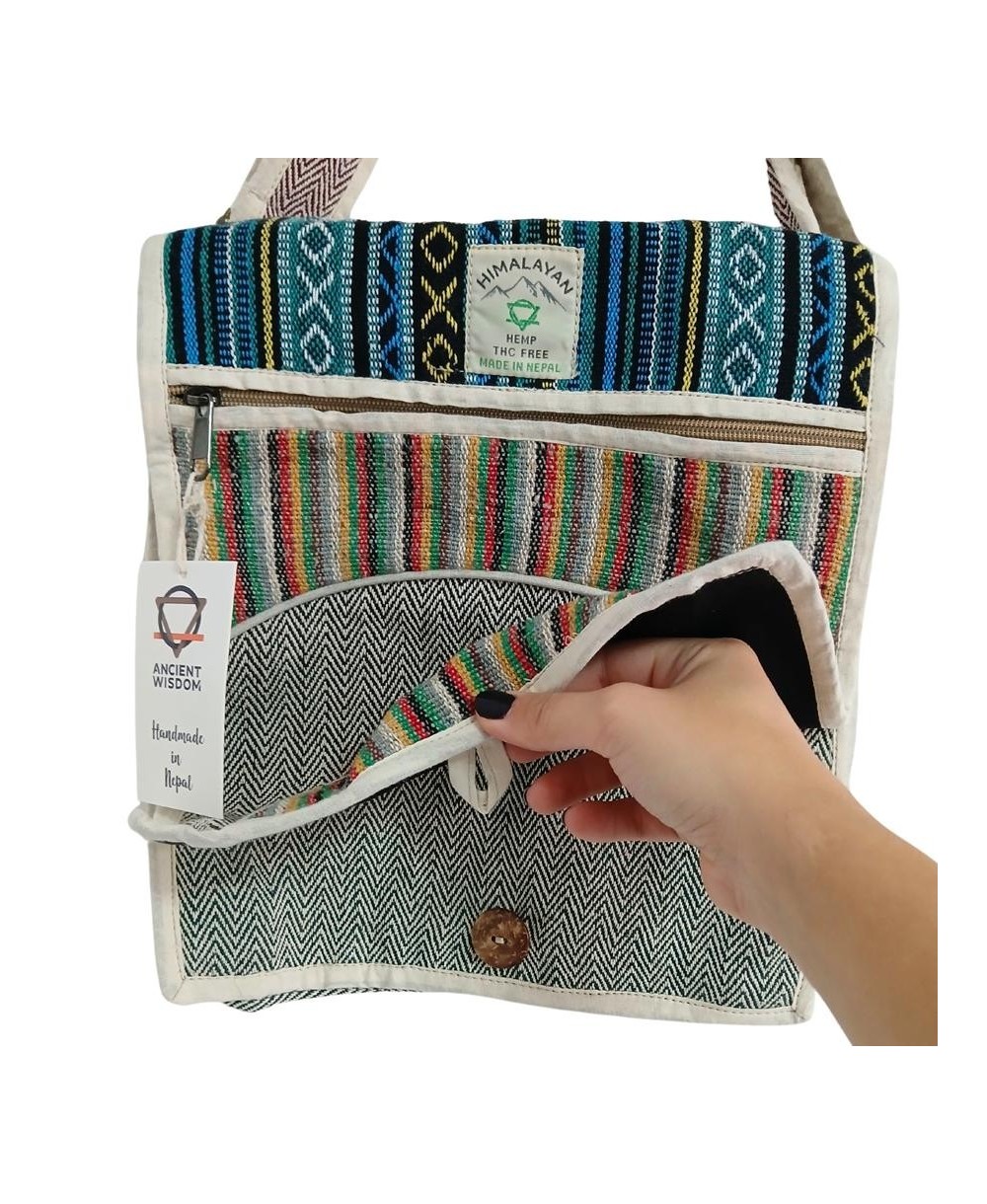 Bandolera grande de cáñamo con dos diseños
