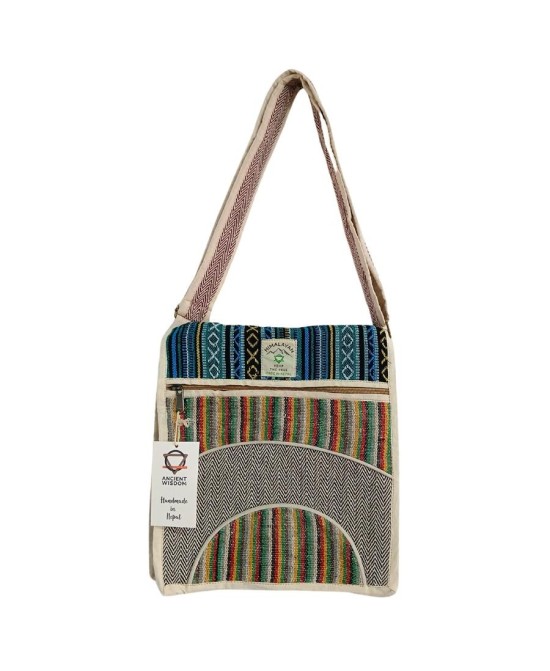Bandolera grande de cáñamo con dos diseños