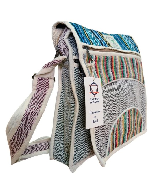 Bandolera grande de cáñamo con dos diseños