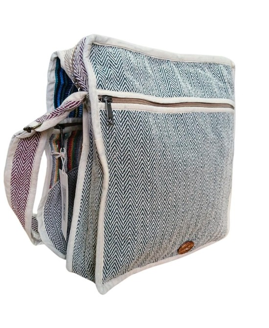 Bandolera grande de cáñamo con dos diseños