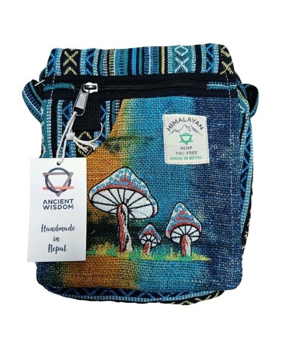 Bandolera grande de cáñamo con dos diseños