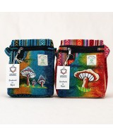 Bolso bandolera de cáñamo con bordado de setas disponible en 2 diseños.