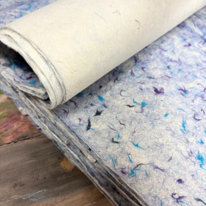 Textura del Papel Lokta Algodón Azul.