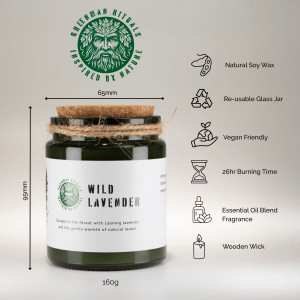 Vista de los ingredientes de la Vela de Soja Lavanda Silvestre.