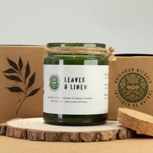Vela natural de soja hojas y lino