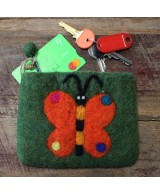 Monedero de fieltro con mariposa para guardar monedas y accesorios.