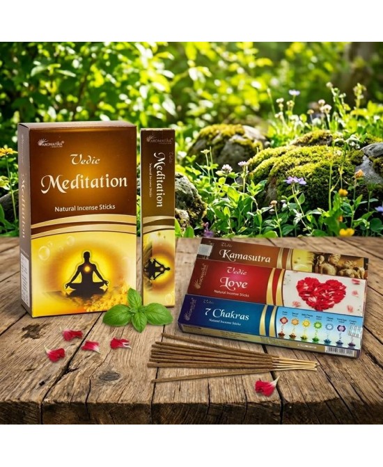 Caja de Incienso Védico Aromátika con varillas aromáticas para perfumar el hogar.