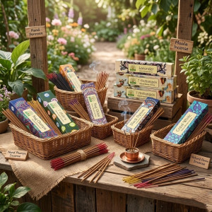Presentación de los Inciensos Naturales Masala varios aromas disponibles.