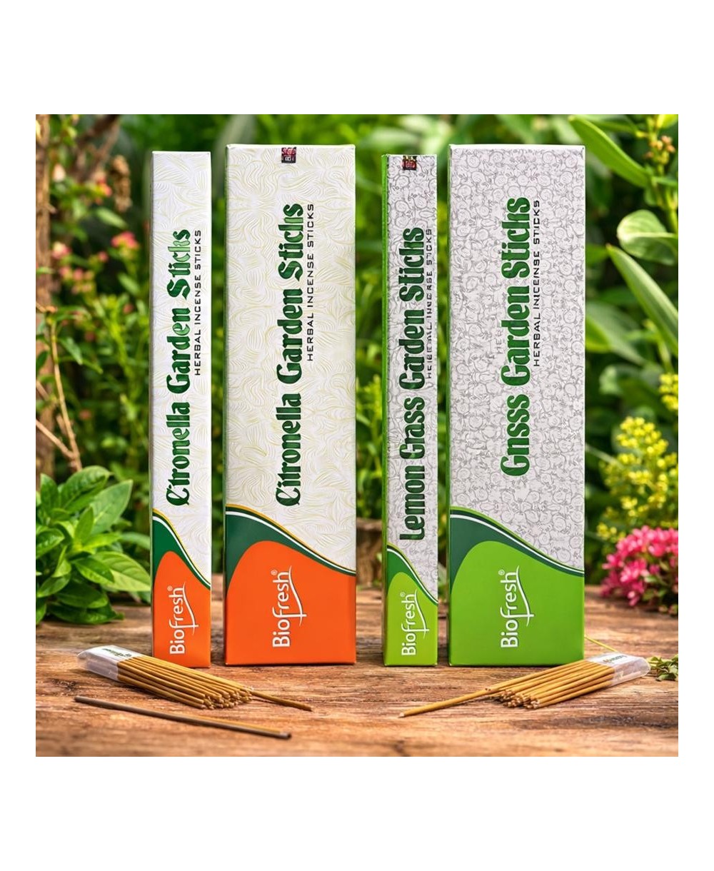 Caja de Incienso BioFresh Garden con varillas extralargas para exterior.