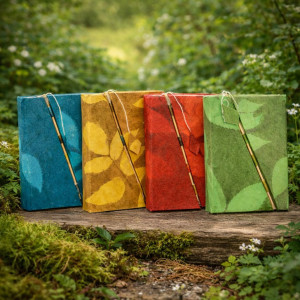 Cuadernos Lokta floral con cierre de bambú, varios colores disponibles.