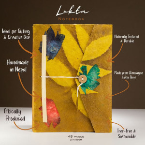 Cuaderno grande lokta floral con cierre de bambú