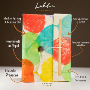 Cuaderno Lokta Artístico grande con cierre de bambú
