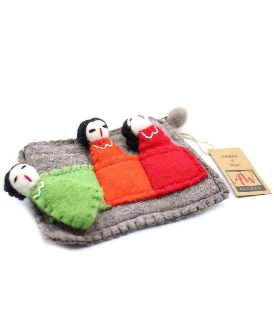 Estuche de Fieltro con Marionetas de Dedo Infantil y Creativo