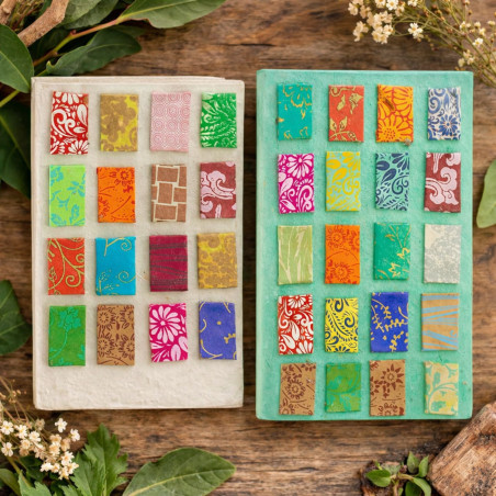 Cuadernos lokta patrones con cierre de bambú en 2 diseños y tamaños a elegir.