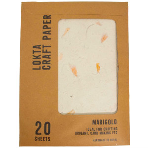 El Papel Lokta pétalos caléndula A4 ofrece un formato versátil para múltiples proyectos manuales.