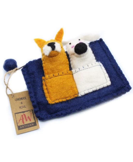 Estuche de Fieltro con Marionetas de Dedo Infantil y Creativo