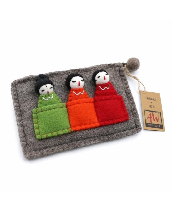 Estuche de Fieltro con Marionetas de Dedo Infantil y Creativo