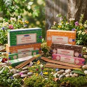 Incienso en varillas Satya varios aromas disponibles elaboración artesanal basada en la tradición india.