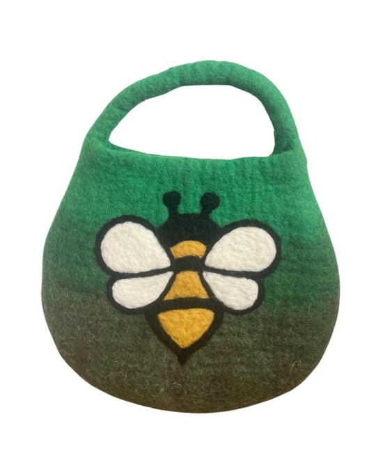Bolso de fieltro con abeja y cierre magnético artesanal