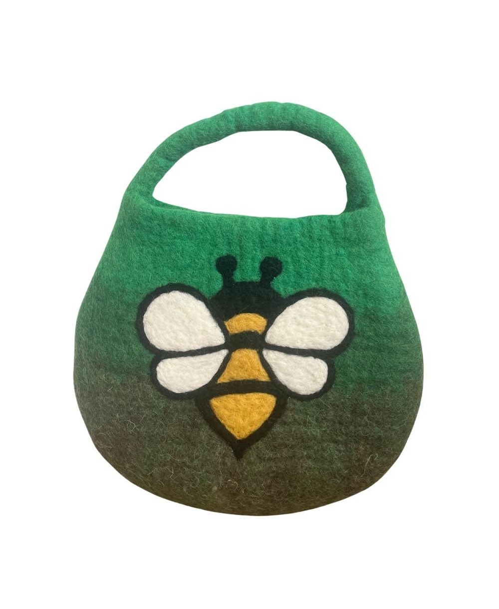 Bolso de fieltro con abeja y cierre magnético artesanal