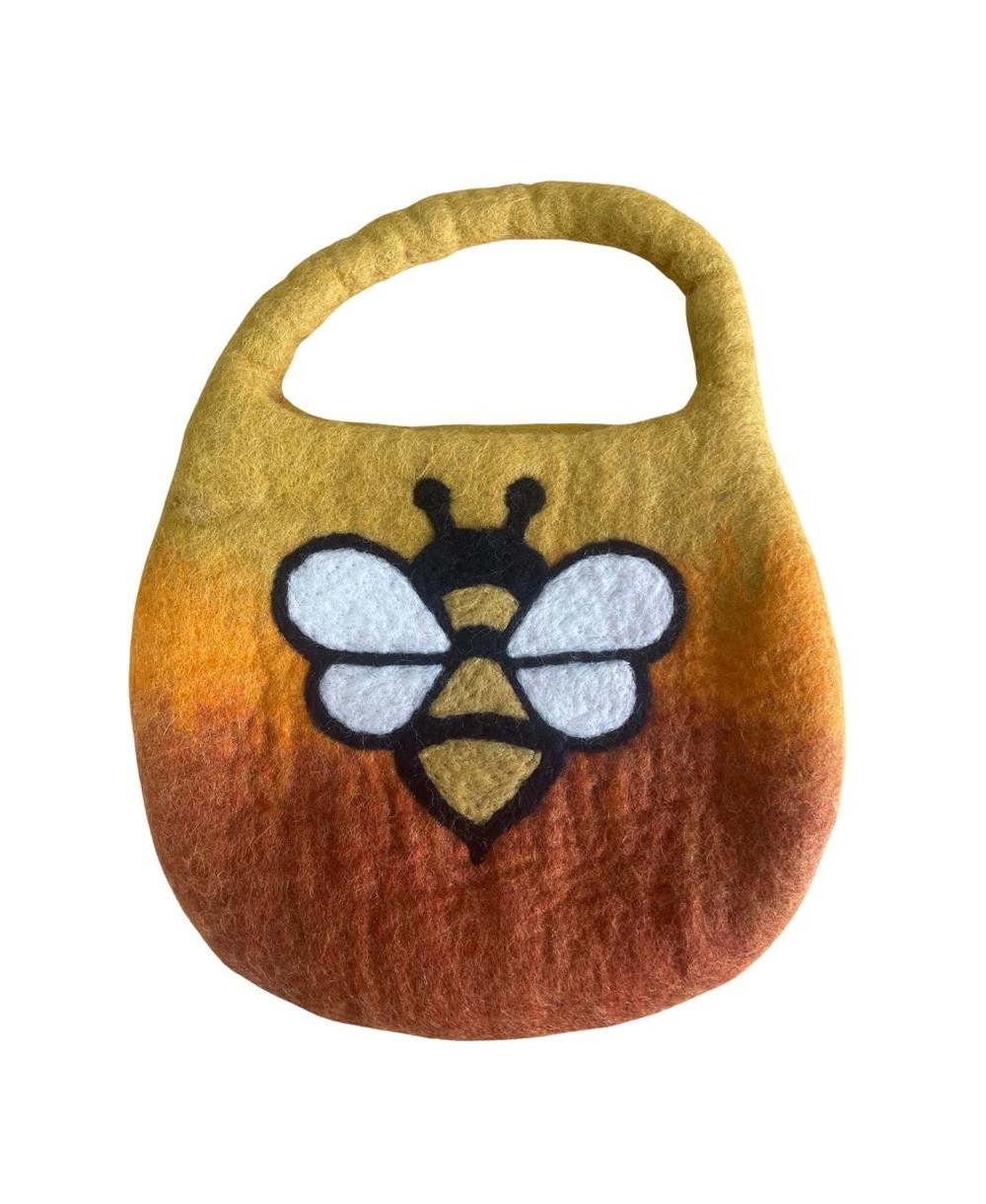 Bolso de fieltro con abeja y cierre magnético artesanal