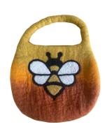 Bolso de fieltro con abeja y cierre magnético artesanal