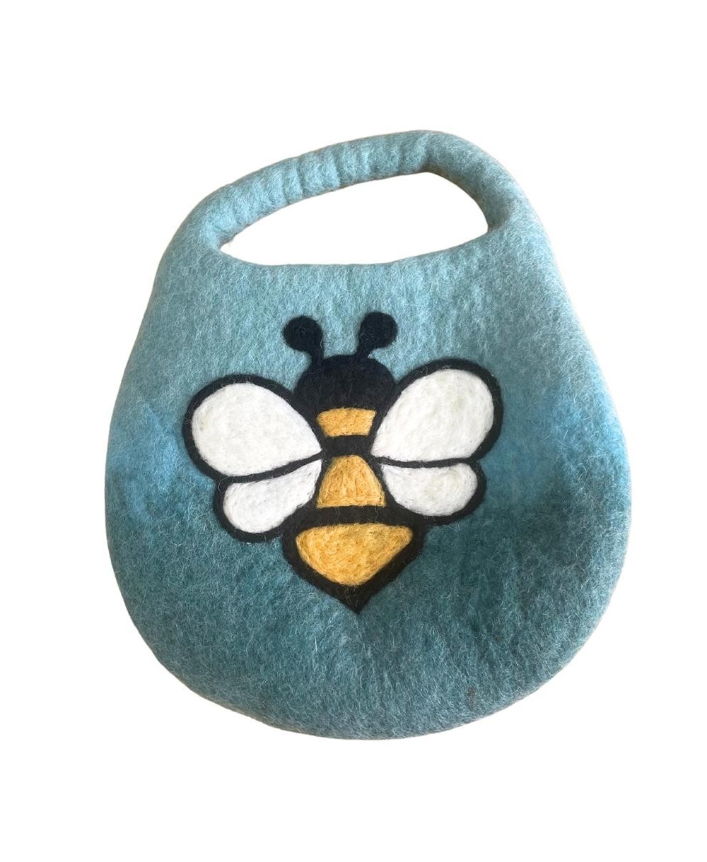 Bolso de fieltro con abeja y cierre magnético artesanal