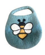 Bolso de fieltro con abeja y cierre magnético artesanal