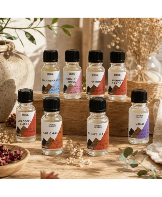 Frasco de aceite de fragancia místico de 10 ml para quemadores y difusores.