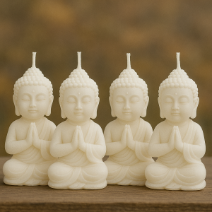 Pack 4 Velas Buda Blancas de Cera de Soja | Jessimistica